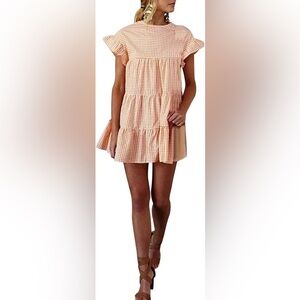 Stylish Yellow Gingham Mini Dress